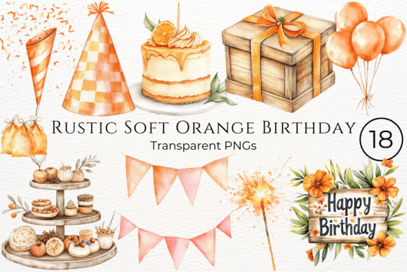 Download Rustic Soft Orange Birthday Clipart - Birthday Collection