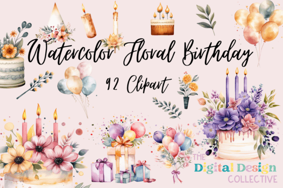 Download Watercolor Floral Boho Birthday Bundle - Birthday Collection