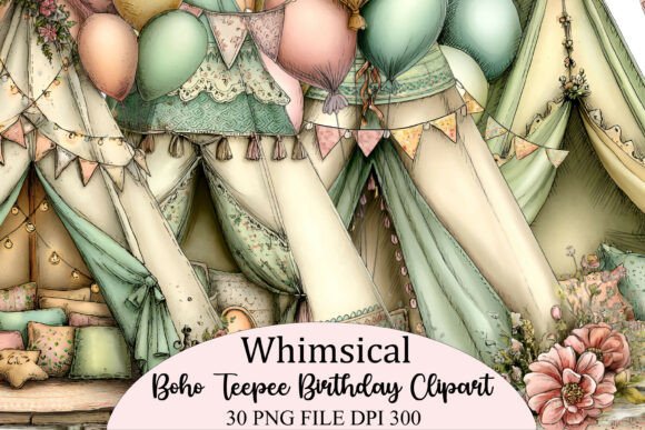 Download Boho Teepee Birthday Clipart PNG Bundle - Birthday Collection