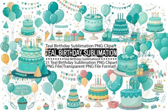 Download Teal Birthday Sublimation Bundle - Birthday Collection