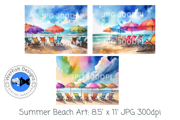 Download Summer Beach Watercolor Digital Prints 2 - Digital prints Collection